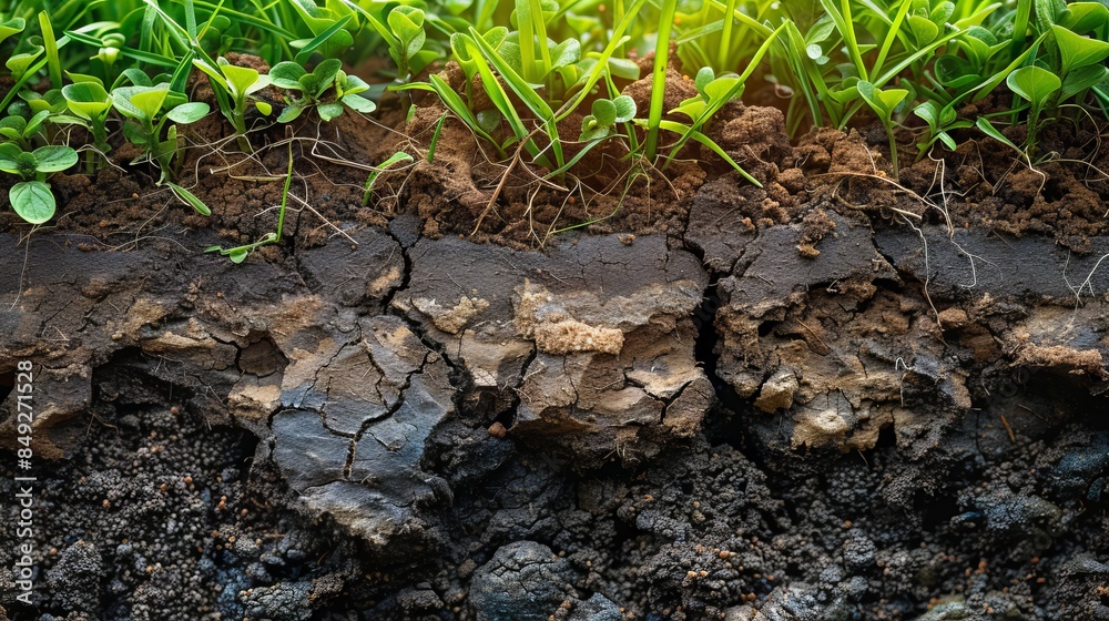 Lawn soil profile map horizontal view