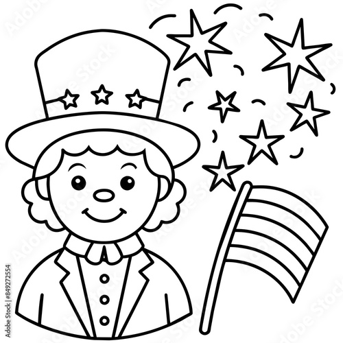 beautiful simple coloring page for toddlers on the occasion of 4th of july independence day in america