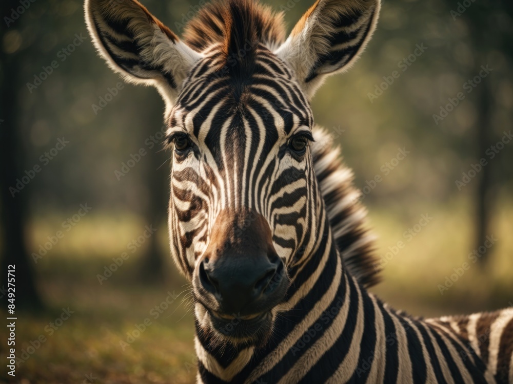Naklejka premium close up portrait of zebra