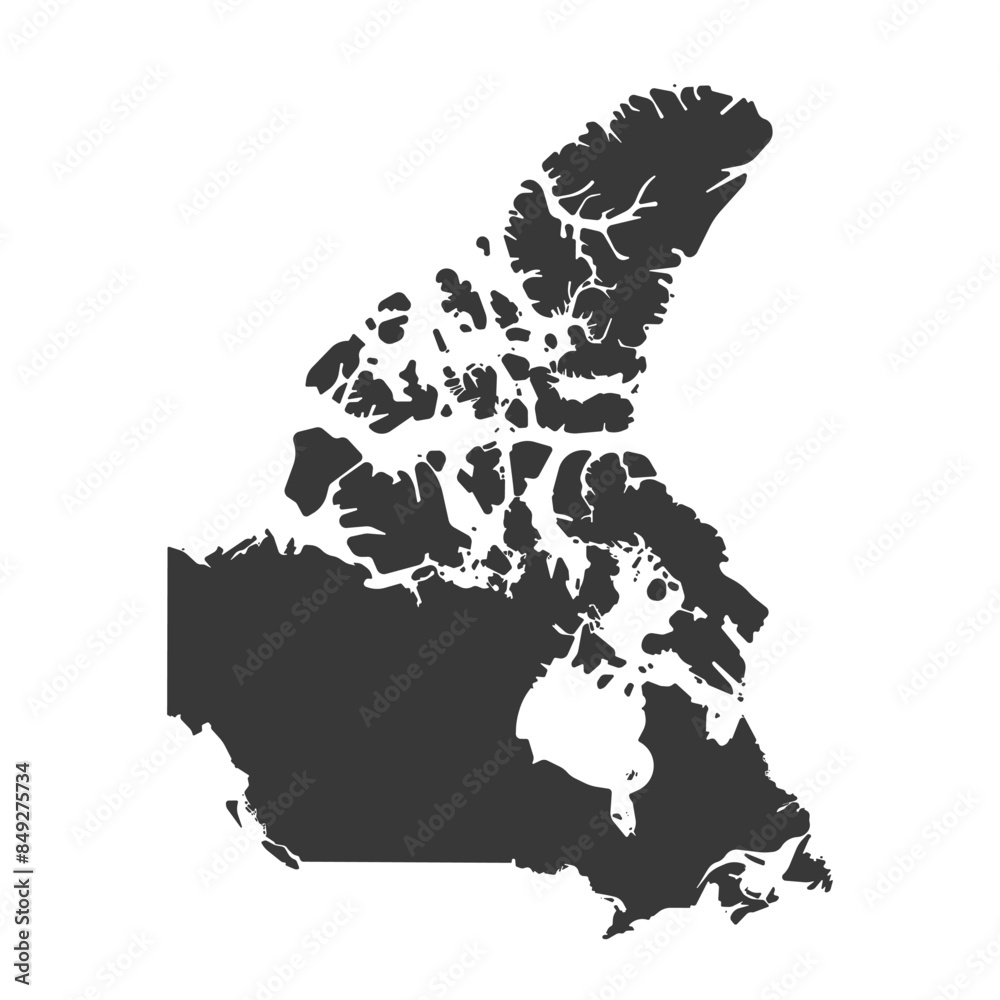 Vector isolated illustration icon of simplified political map Canada ...