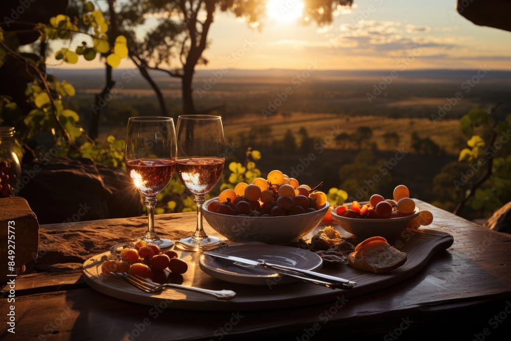 Exuberant wine landscape in the Swan Valley, Perth., generative IA