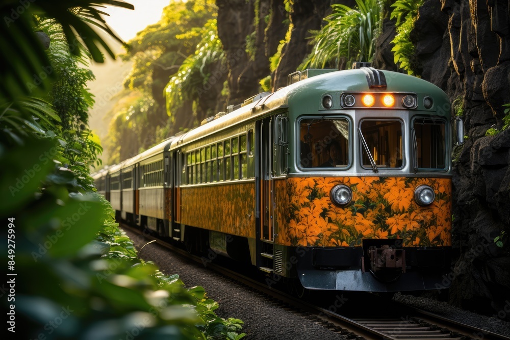 Kuranda Scenic Railway reveals mountains of Cairns., generative IA