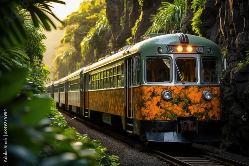 Obraz na płótnie Kuranda Scenic Railway reveals mountains of Cairns., generative IA w salonie