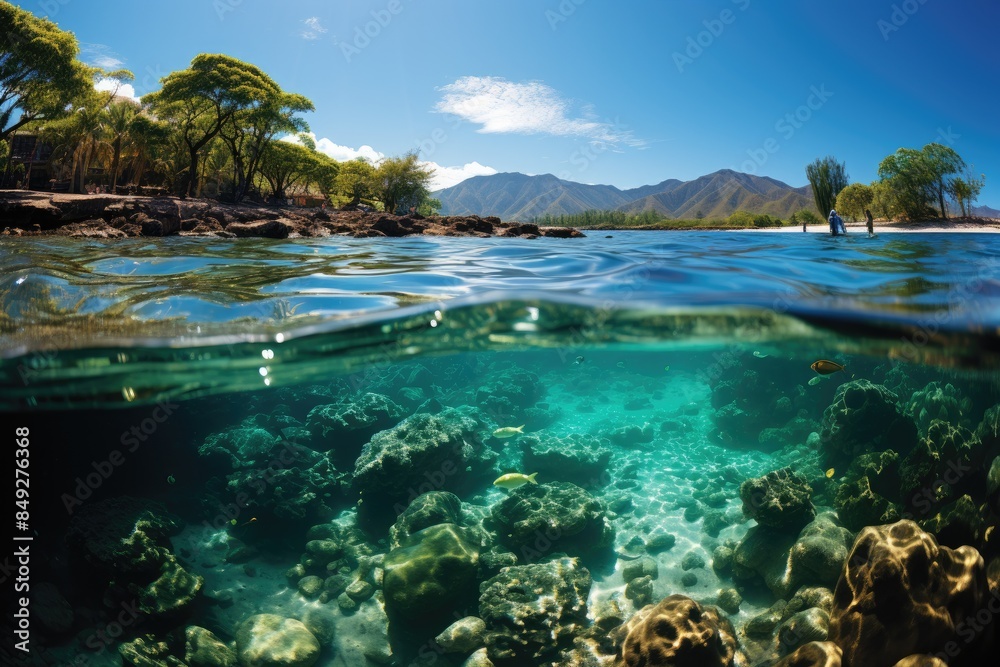 Fototapeta premium Aquatic Paradise in Cairns Green Island, Marine Life and Beaches., generative IA