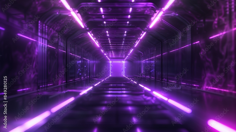 Illuminated Purple Light Tunnel. Illuminated Purple Light Tunnel.