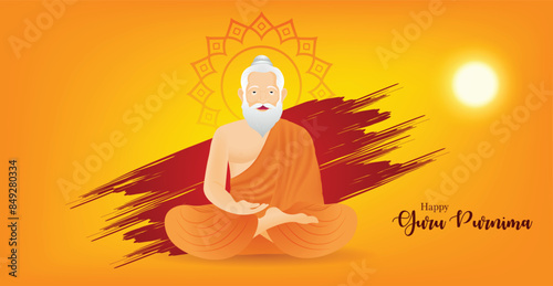 happy guru Purnima Indian Festival honoring of spiritual teacher vector poster