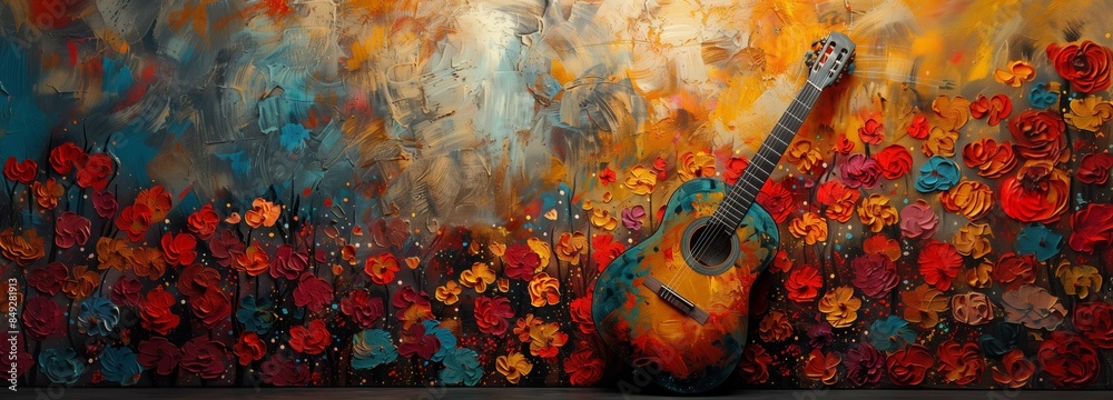 flowers and guitar flowers and guitar