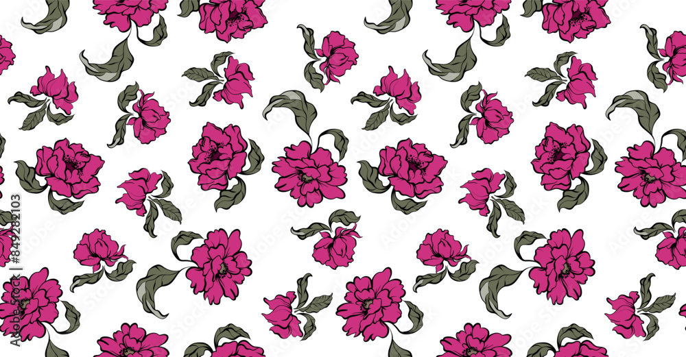 Seamless flower pattern. Hand draw floral pattern. Textile print pattern