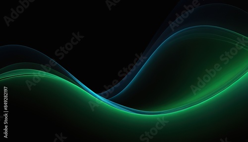 abstract vector wave lines flowing dynamic in blue green colors isolated on black background