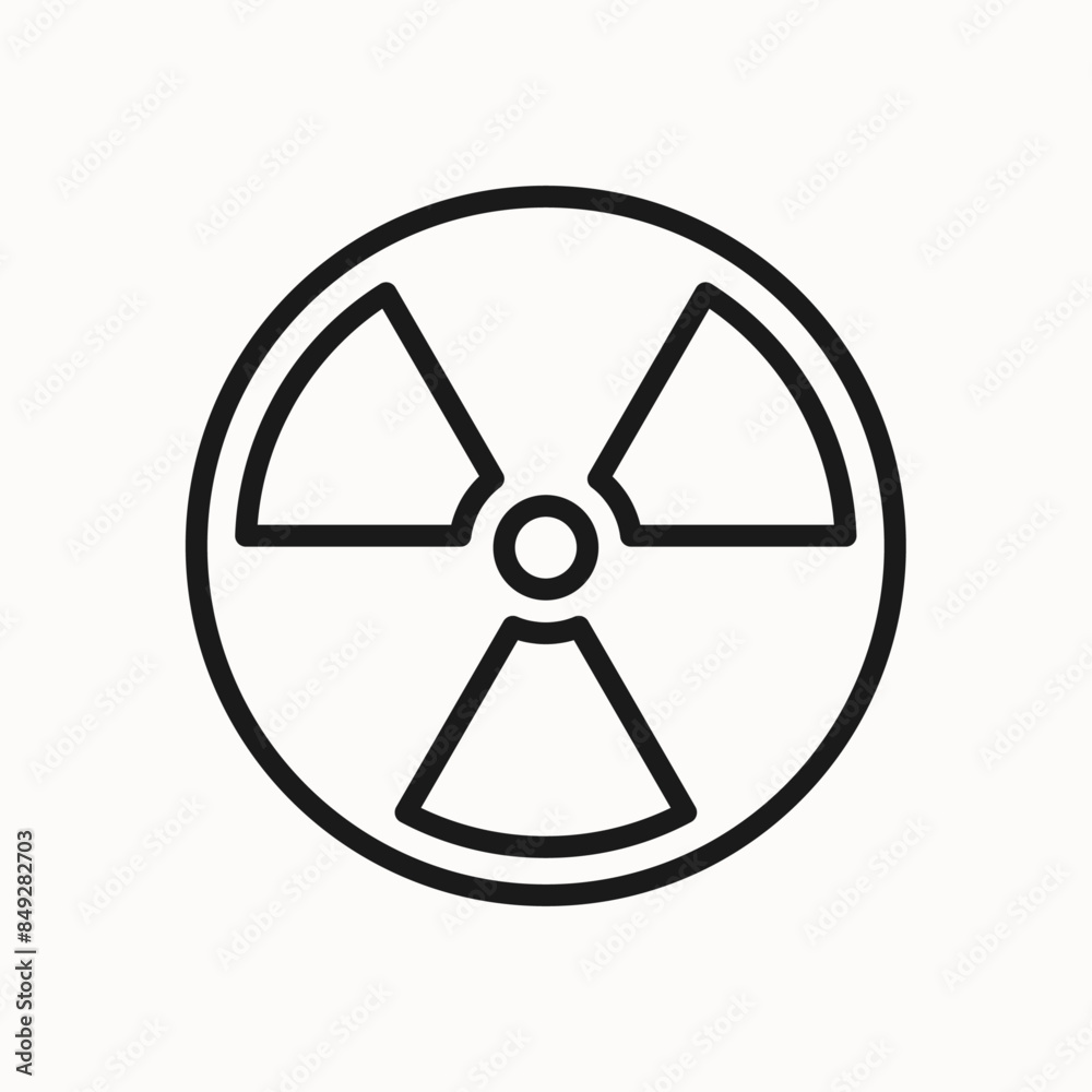 Radiation line icon. Danger, hazard, attention, warning sign, symbol. Isolated on a white background. Pixel perfect. Editable stroke. 64x64.