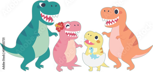 楽しい恐竜ファミリーのキャラクター