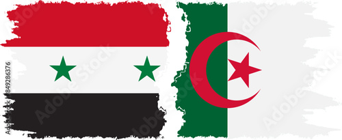 Algeria and Syria grunge flags connection vector