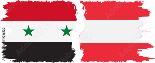 Austria and Syria grunge flags connection vector