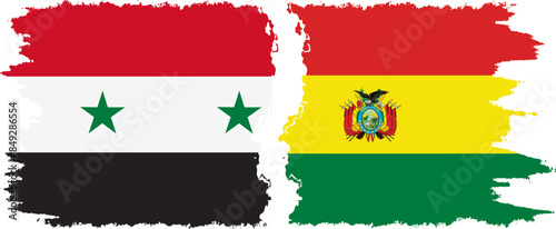 Bolivia and Syria grunge flags connection vector