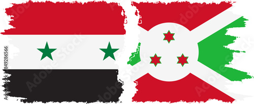 Burundi and Syria grunge flags connection vector