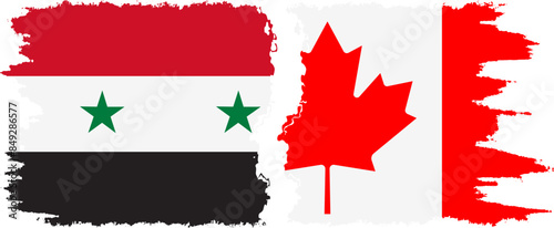 Canada and Syria grunge flags connection vector