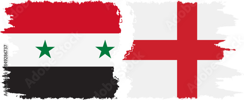 England and Syria grunge flags connection vector