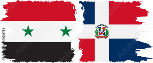 Dominican Republic and Syria grunge flags connection vector