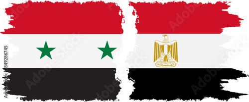 Egypt and Syria grunge flags connection vector
