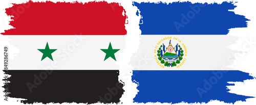 El Salvador and Syria grunge flags connection vector photo