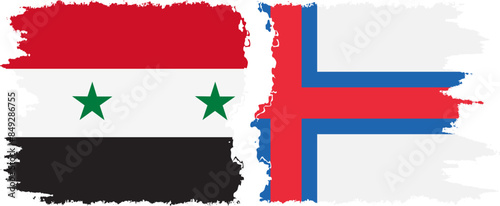 Faroe Islands and Syria grunge flags connection vector