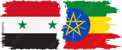 Ethiopia and Syria grunge flags connection vector