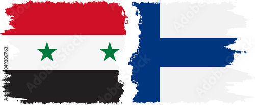 Finland and Syria grunge flags connection vector