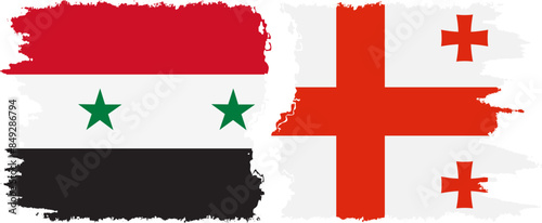 Georgia and Syria grunge flags connection vector