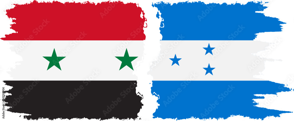 Honduras and Syria grunge flags connection vector Honduras and Syria grunge flags connection vector