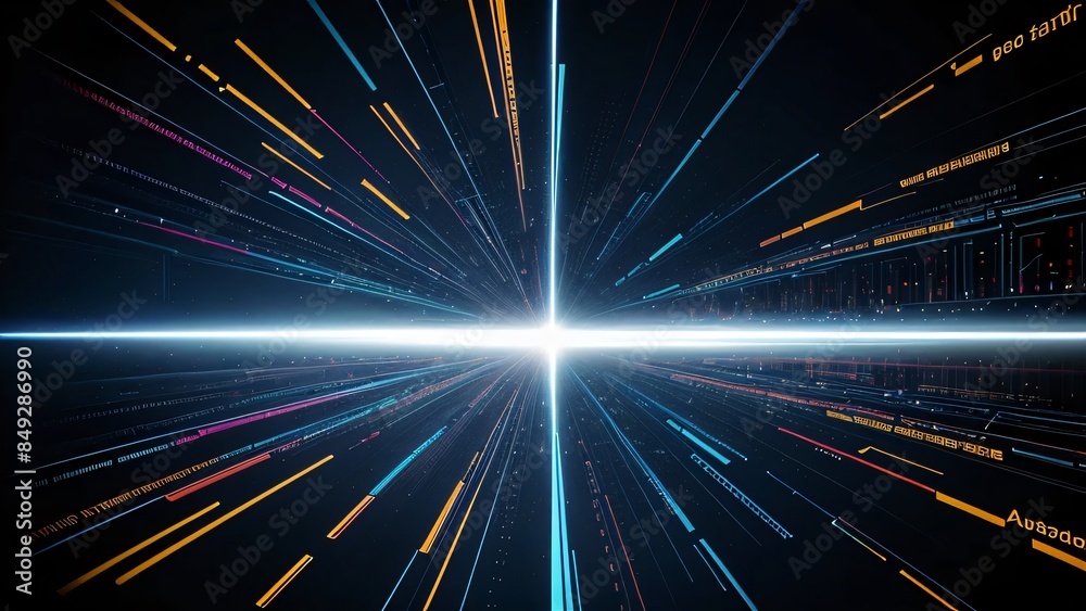 Obraz premium Futuristic cyberspace with dynamic digital landscape and bright light