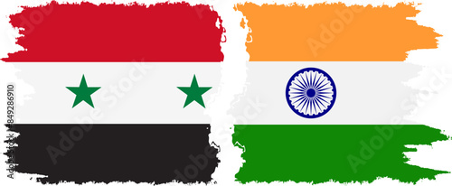 India and Syria grunge flags connection vector