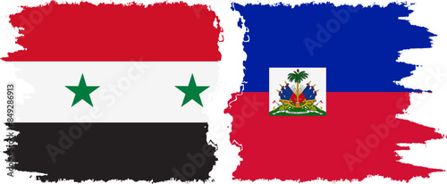 Haiti and Syria grunge flags connection vector