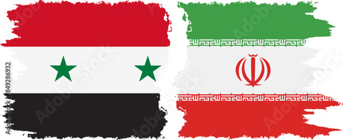 Iran and Syria grunge flags connection vector