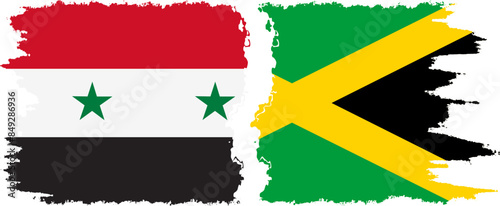 Jamaica and Syria grunge flags connection vector