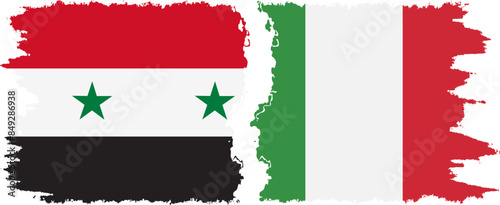 Italy and Syria grunge flags connection vector