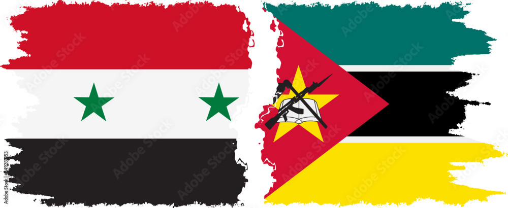 Mozambique and Syria grunge flags connection vector Mozambique and Syria grunge flags connection vector