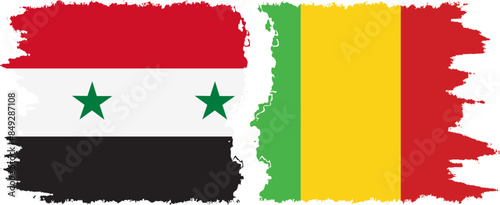Mali and Syria grunge flags connection vector