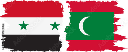 Maldives and Syria grunge flags connection vector