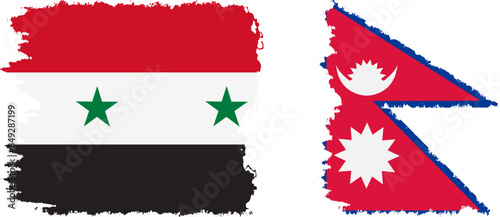 Nepal and Syria grunge flags connection vector