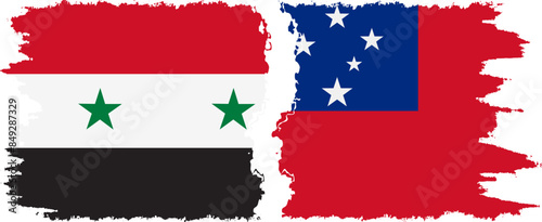 Independent State and Syria grunge flags connection vector