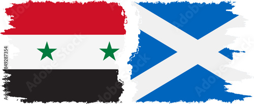 Scotland and Syria grunge flags connection vector