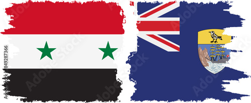 Saint Helena and Syria grunge flags connection vector