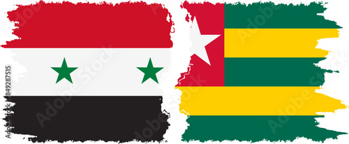 Togolese Republic and Syria grunge flags connection vector
