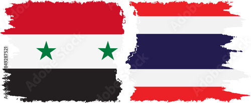 Thailand and Syria grunge flags connection vector