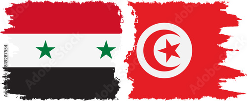 Tunisia and Syria grunge flags connection vector