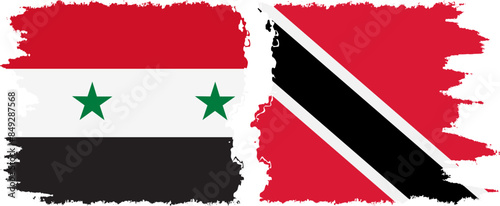 Trinidad and Tobago and Syria grunge flags connection vector