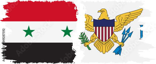 United States Virgin Islands and Syria grunge flags connection vec