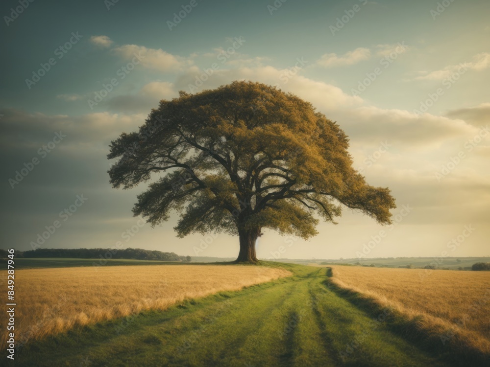 countryside landscape tree standing in the field