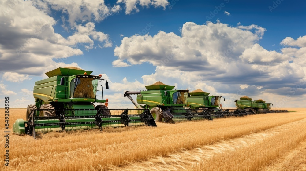 Fototapeta premium combine harvester working on a field