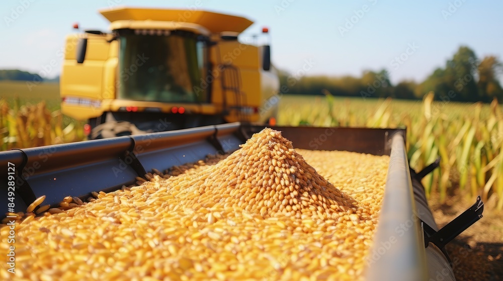 combine harvester working on a field